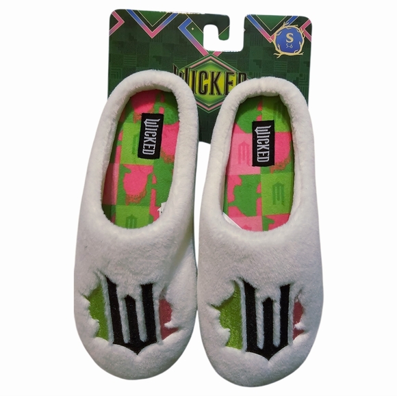 Wicked White Slippers with Green. Pink & Black Logo. Multiple sizes, NWTNWT - Picture 2 of 7